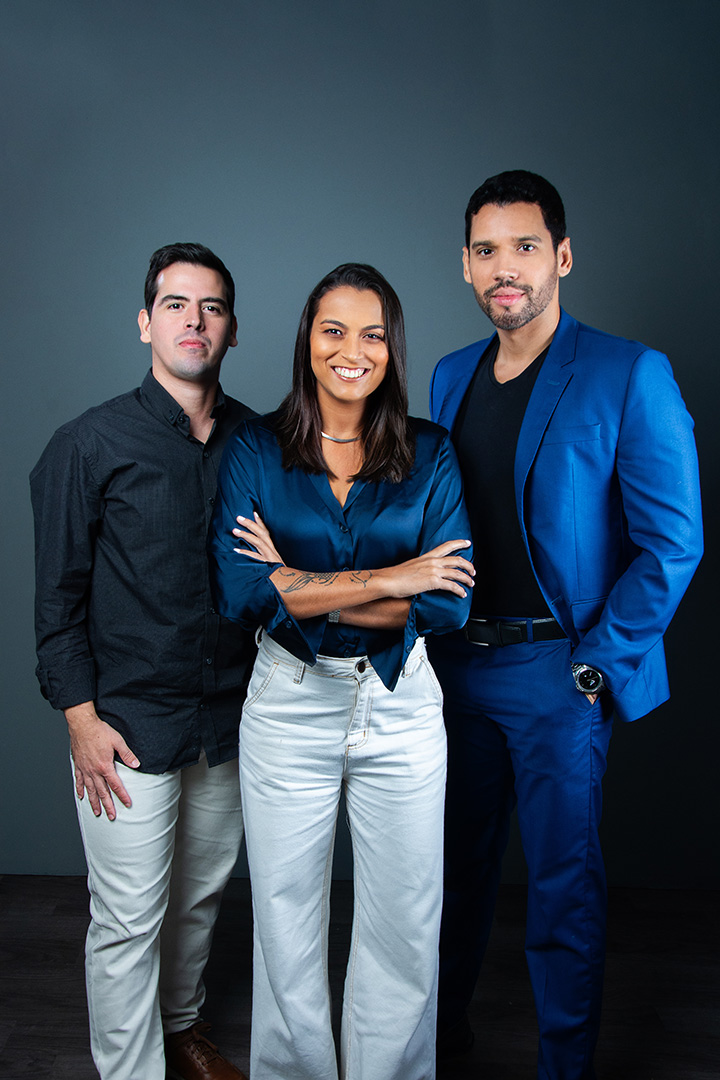 Thiago, Thaís e Gabriel, sócios da Belota Marketing e Vendas